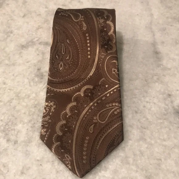 Sean John Paisley Silk Tie Mens Necktie Brown Handmade Festival Hipster Preppy - Picture 1 of 6